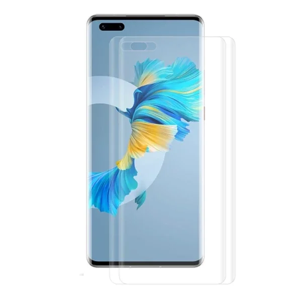 Gor Huawei Mate 40 Pro 3D Kavisli Full Kaplama Darbe Emici Ekran Koruyucu 2 Adet Set Mate 40 Pro+-(5775)