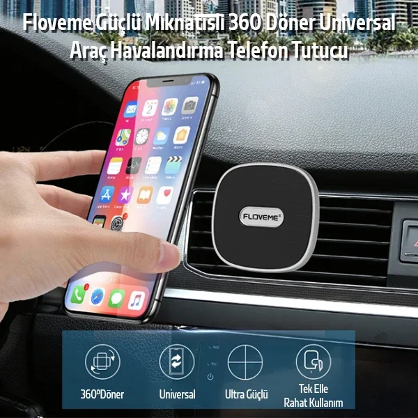 Floveme Güçlü Mıknatıslı 360 Döner Universal Araç Havalandırma Telefon Tutucu-(5775)