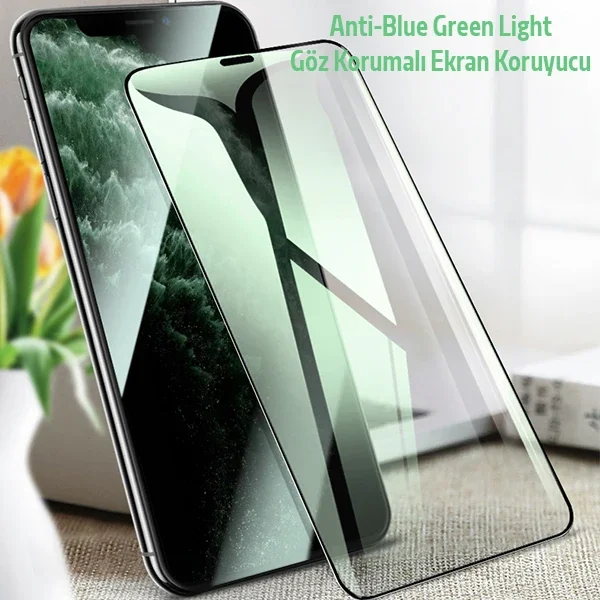 ALLY İPhone 11 Pro Max Anti -Blue Green Light Göz Korumalı Tempered Full Ekran Koruyucu-(5775)