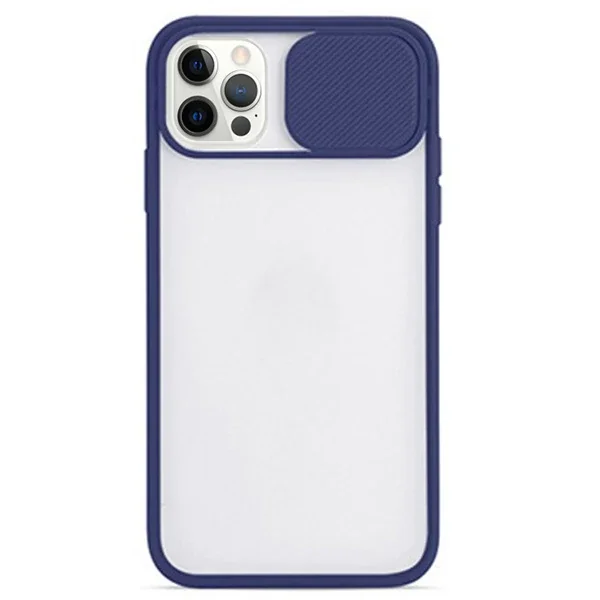 Ally İPhone 12 Pro 6.1 Kamera koruyucu Sürgülü Şeffaf Kılıf-(5775)