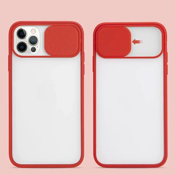 Ally İPhone 12 Pro 6.1 Kamera koruyucu Sürgülü Şeffaf Kılıf-(5775)