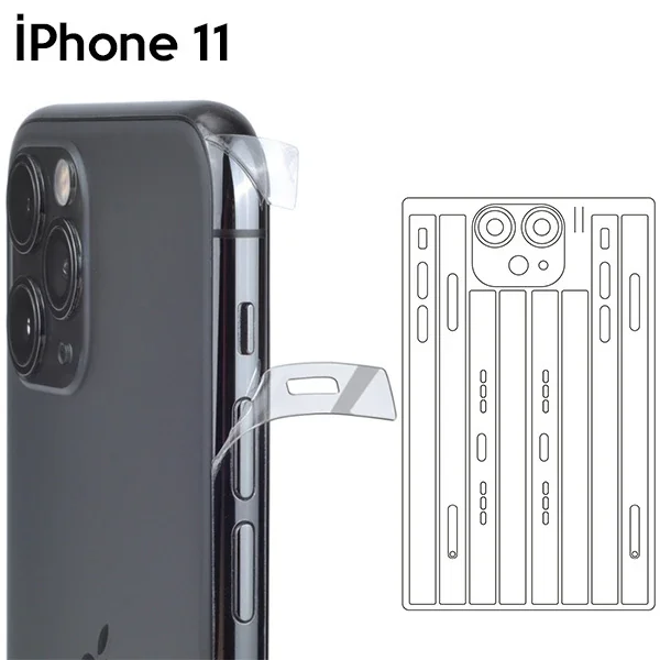 İPhone 11 6.1 Hidrojel Hayalet Yan Alt Üst Kamera Kaplama Film-(5775)