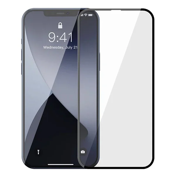 Baseus İPhone 12-12 Pro 6.1 0.3MM 3D Full Tempered Cam Ekran Koruyucu 2Adet Set-(5775)