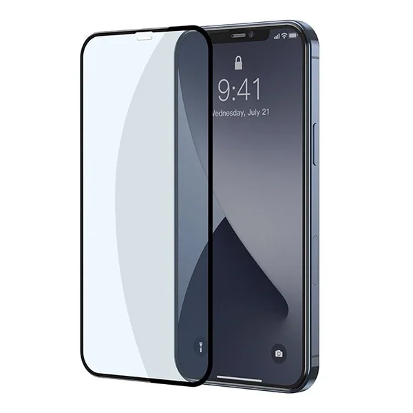 Baseus İPhone 12-12 Pro 0.3MM Full Anti Blue Light Tempered Cam Ekran Koruyucu 2Adet Set-(5775)