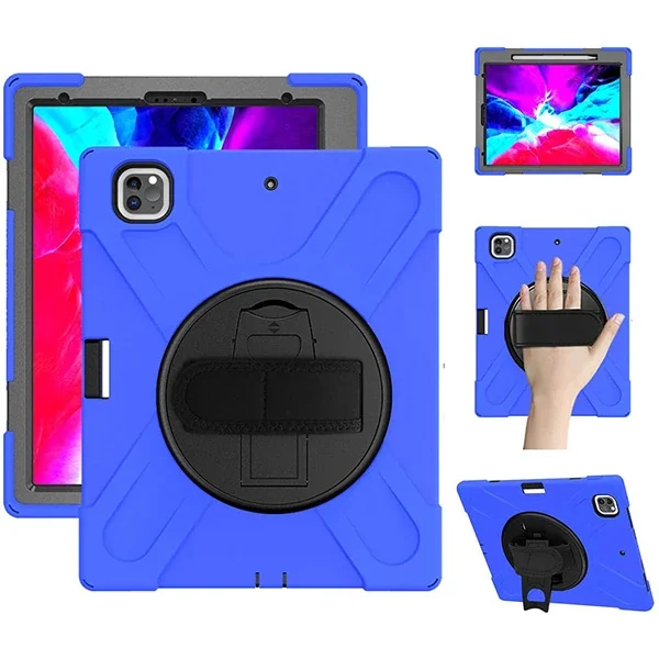 İPad Pro 12.9-inch (2021)-(2020) Kılıf Kalem Yerli 3 Katmanlı Standlı Zırh Kılıf-Shockproof-(5775)