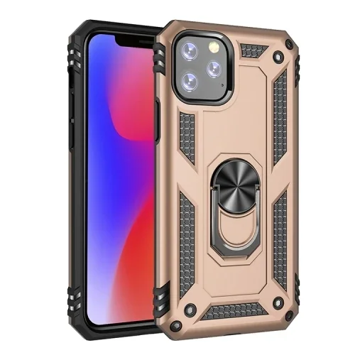 Ally iPhone 11 Pro 5.8 inch Yüzüklü Kılıf Armor Shockproof Ring kılıf-(5775)