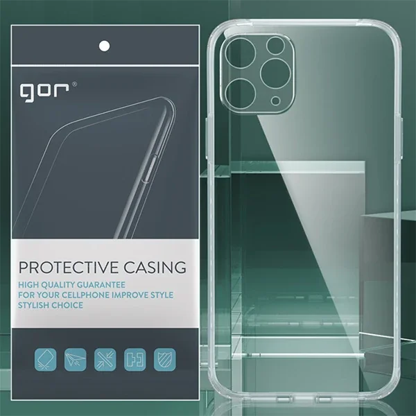 GOR İPhone 11 Pro Max 6.5 inch Kamera Korumalı Şeffaf Silikon Kılıf-(5775)