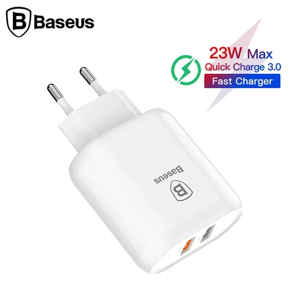 Baseus Bojure Series Dual-USB QC 3.0 18W Hızlı Şarj Aleti Başlık-(5775)