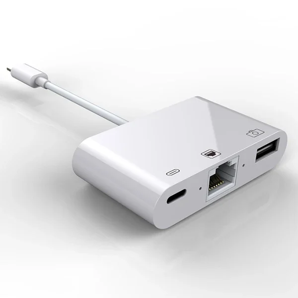 İPhone/İPad 3İN1 Ethernet RJ45 Ve Usb Kamera Adaptörü NK107-(5775)