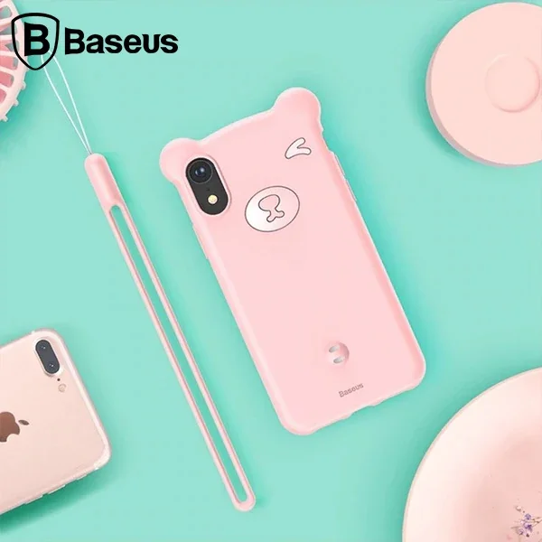 Baseus İPhone Xs Max Bear Sevimli Ayı Figür Soft Silikon Kılıf-(5775)