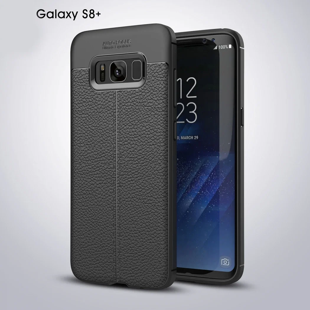 Ally Galaxy S8 Plus Litchi Tam Koruma Soft Silikon Kılıf-(5775)