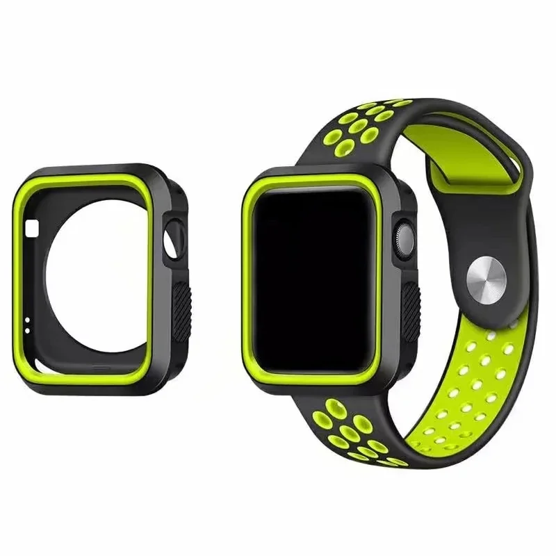 Ally Apple Watch 7-8 41mm 6-5-4 40mm Nike Style Çift Renk Silikon Kılıf 3-2-1 38mm-(5775)