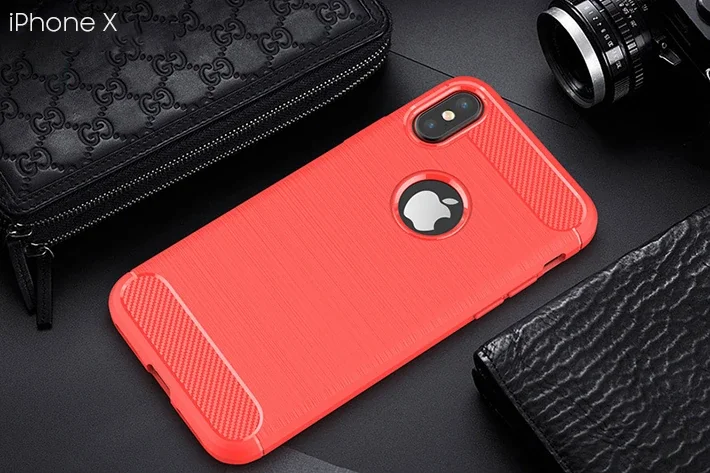 İphone XXS Dark Ultra Koruma Karbon Fiber Silikon Kılıf-(5775)