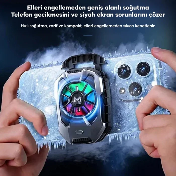Memo DLA8 Cep Telefon Soğutma Fanı Radyatör Soğutucu Rgb LED Işıklı-(5775)