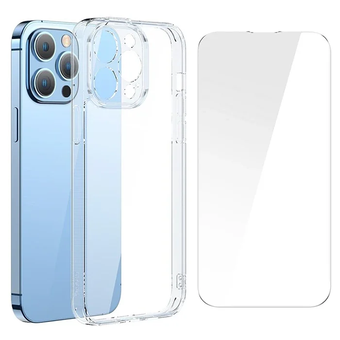 Baseus SuperCeramic Series iPhone 14 Pro 6.1 Koruyucu Cam Kılıf + Full Tempered Ekran Koruyucu Set-(5775)