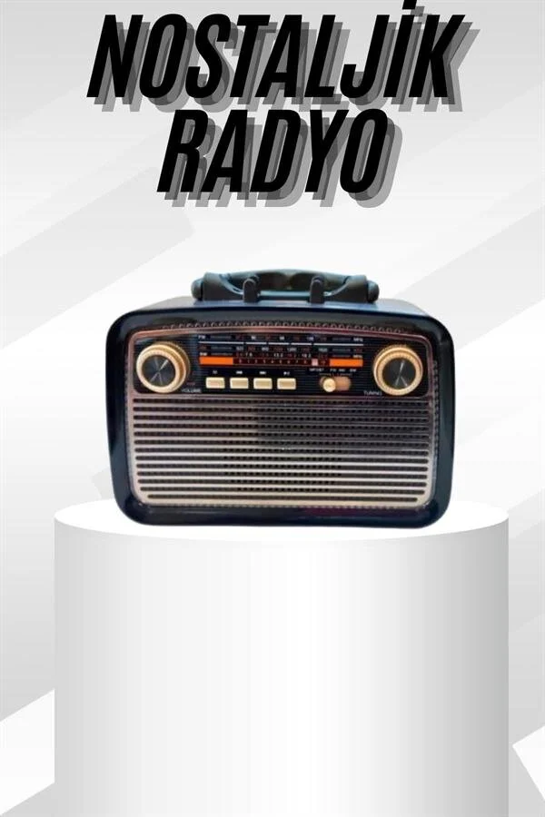 Müzik Kutusu Bluetooth Bağlantılı El Fenerli Nostaljik Tasarım Radyo