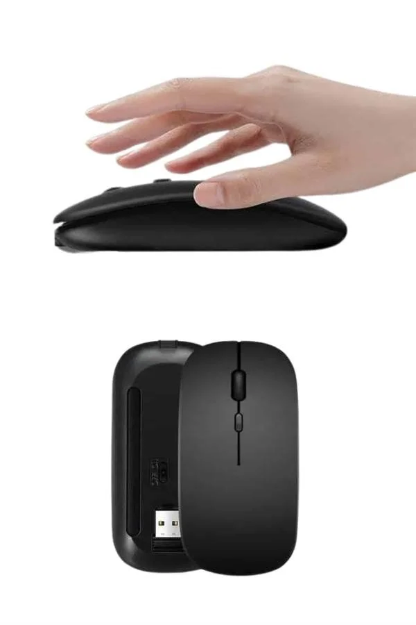 Kablosuz Mouse Fare Şarjlı Bluetooth Wireless Çift Modlu Sessiz