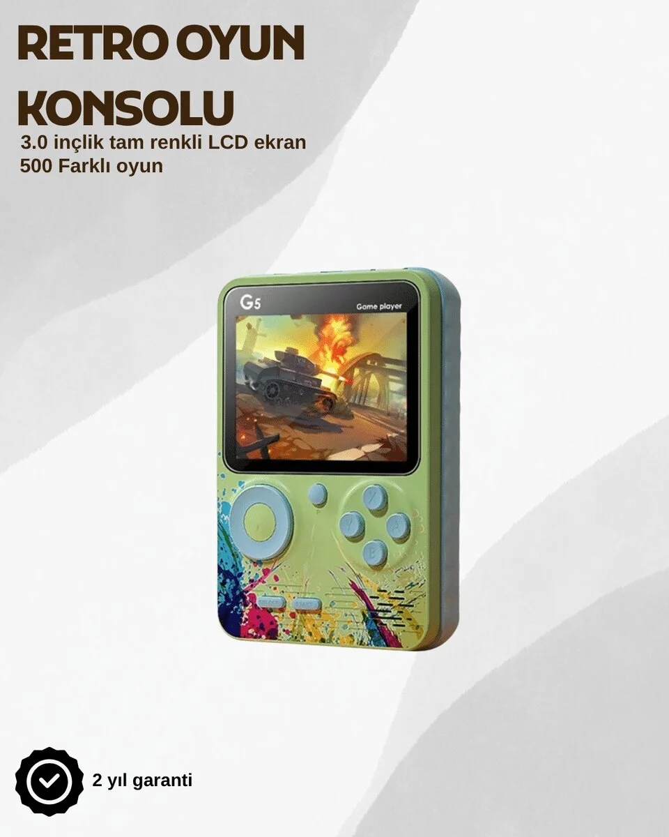 G5 Taşınabilir Retro Oyun Konsolu – Çocuk ve Yetişkinler İçin