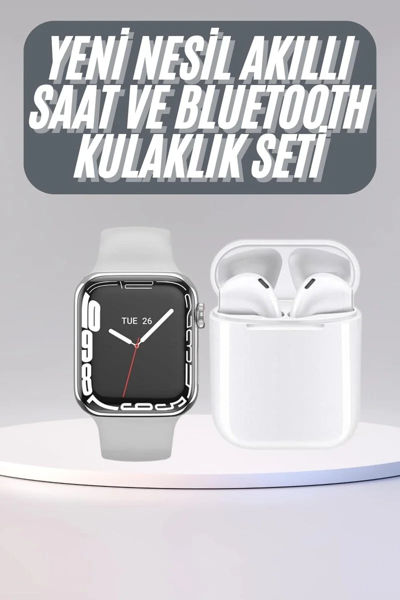 Akıllı Saat Kulaklık Hediyeli Uyku ve Sağlık Takibi Yapabilen Uzun Ömürlü