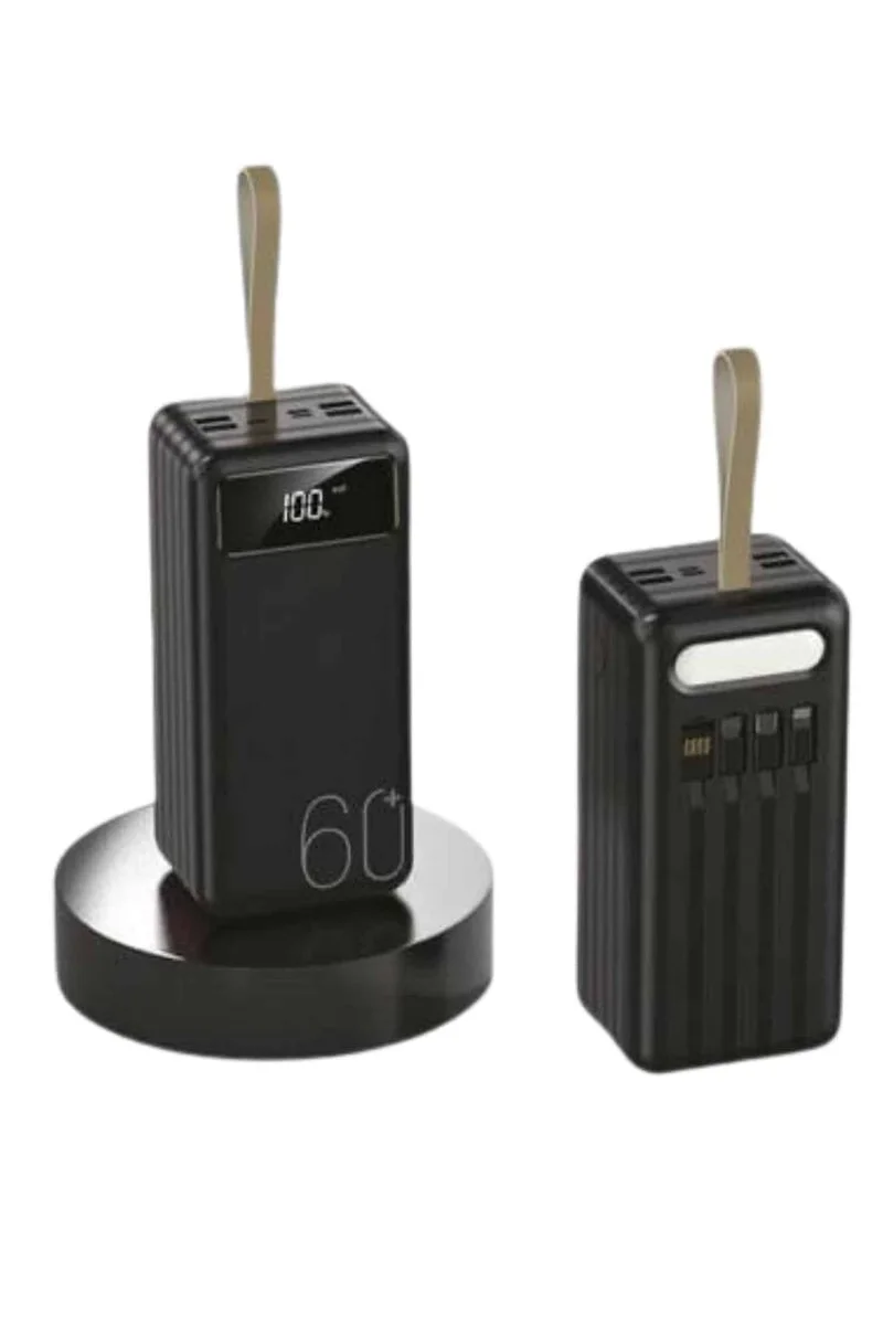 Powerbank 60.000 Mah Taşınabilir Şarj Hızlı El Fenerli Dijital Göstergeli