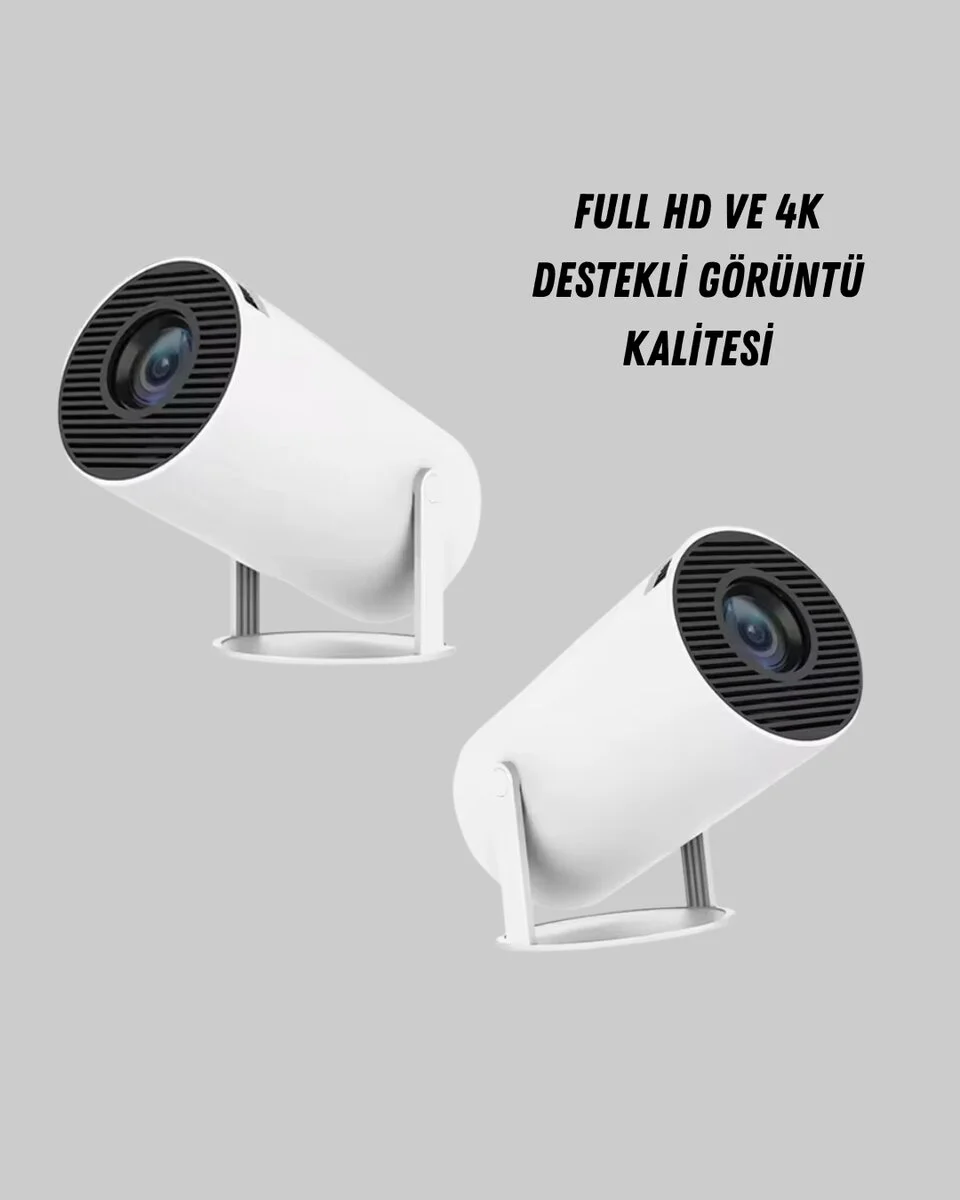 4K Destekli Full HD Projeksiyon Cihazı – 130 inç Geniş Ekran WiFi ve HDMI Bağlantılı