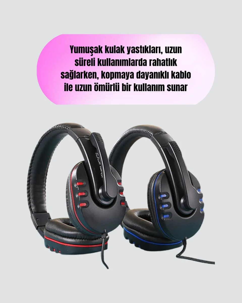 Bilgisayar Oyuncu Kulaklığı – Yumuşak Pedli Dayanıklı İpli Kablo