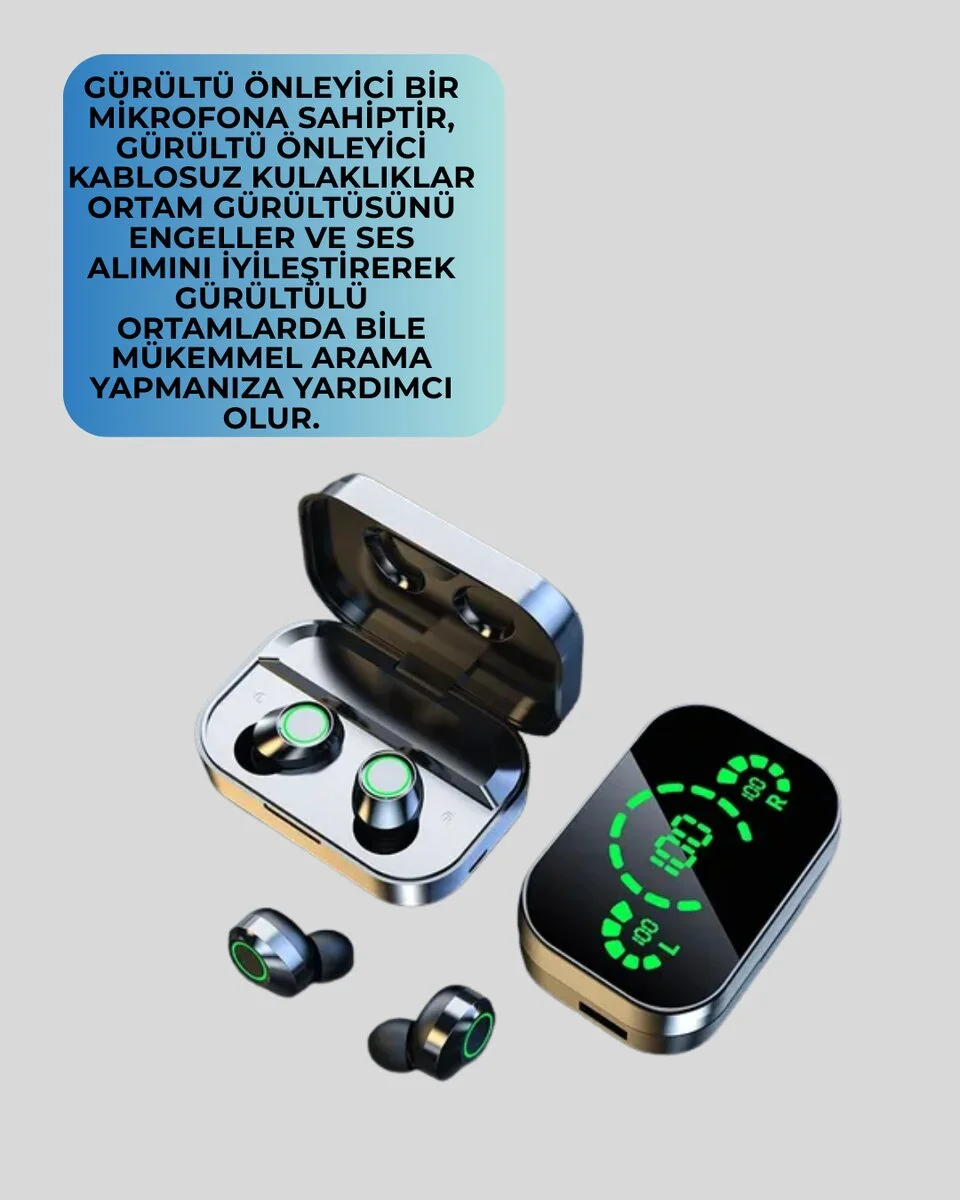 Akıllı Dijital Ekranlı TWS Kulaklık – Uzun Pil Ömrü Stabil Bağlantı