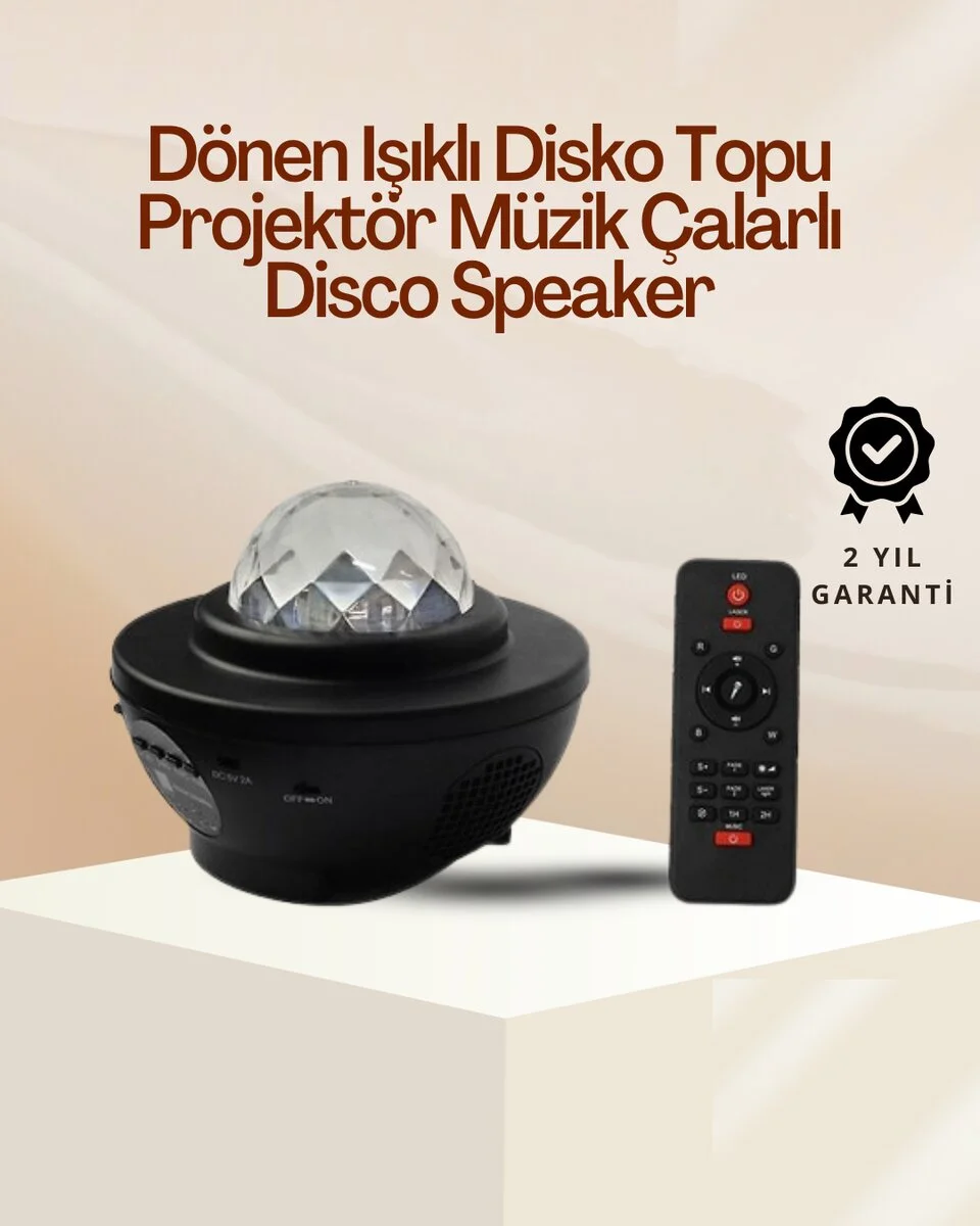 Yıldız & Okyanus Dalga Projektörü – Bluetooth / USB Hoparlörlü