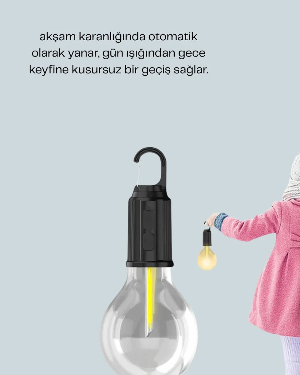 Akıllı Sensörlü USB Şarjlı Kamp Lambası