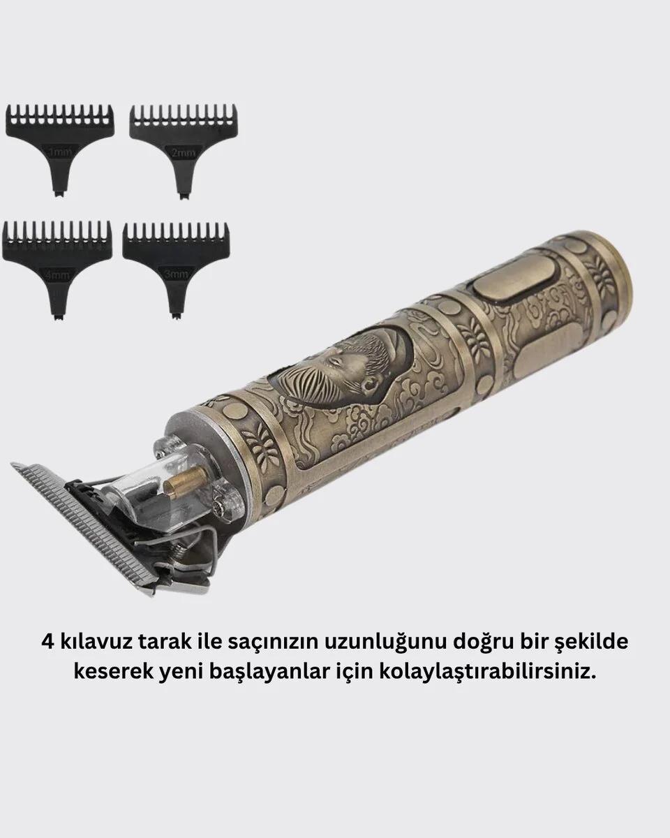 Kompakt Tasarımlı Güçlü Motorlu Saç sakal Kesme Makinesi ve 4 Kılavuz Tarak