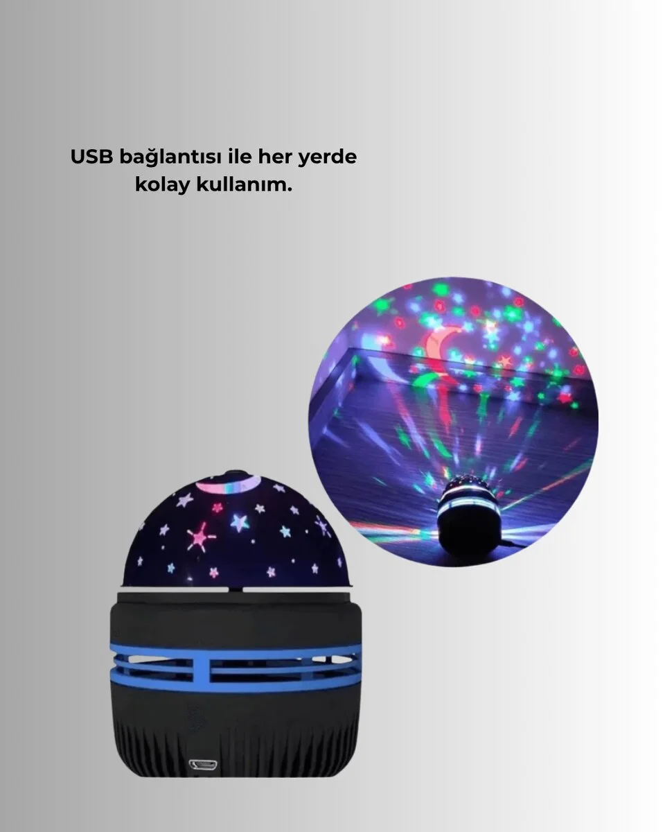 USB Galaxy Projektör Lamba – Romantik Atmosfer Çocuk Odası Parti ve Düğün Işığı