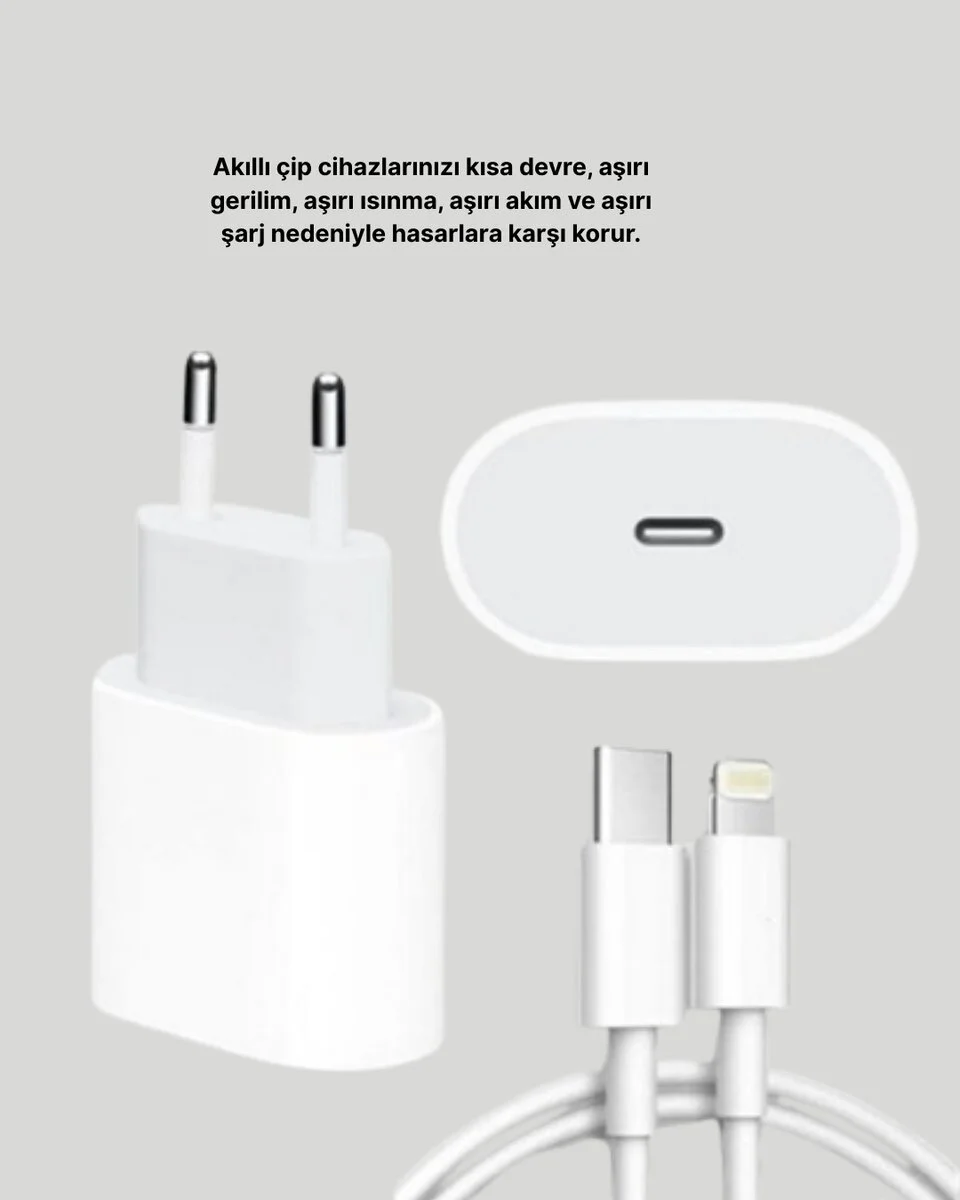 iPhone ve iPad Uyumlu 20W Güvenli USB-C Hızlı Şarj Adaptörü