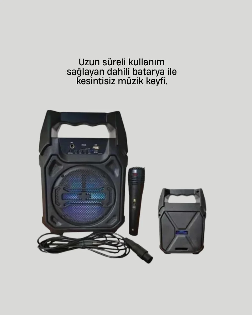 6.5 İnç Bluetooth Hoparlör Mikrofonlu Taşınabilir Karaoke ve Parti Sistemi