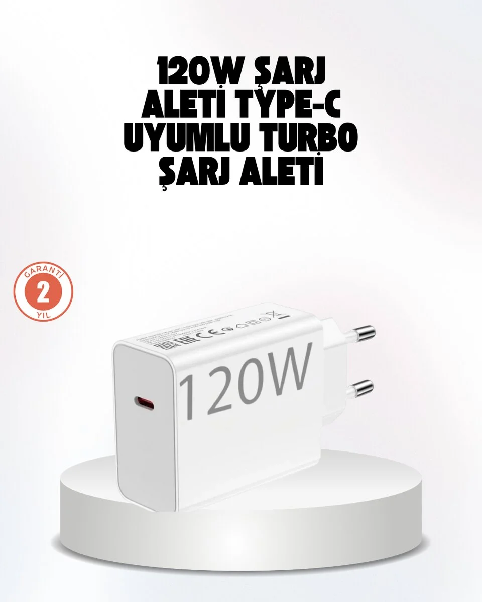120W Güçlü Hızlı Şarj Adaptörü ve Type-C Kablo Seti – Güvenli Şarj Teknolojisi