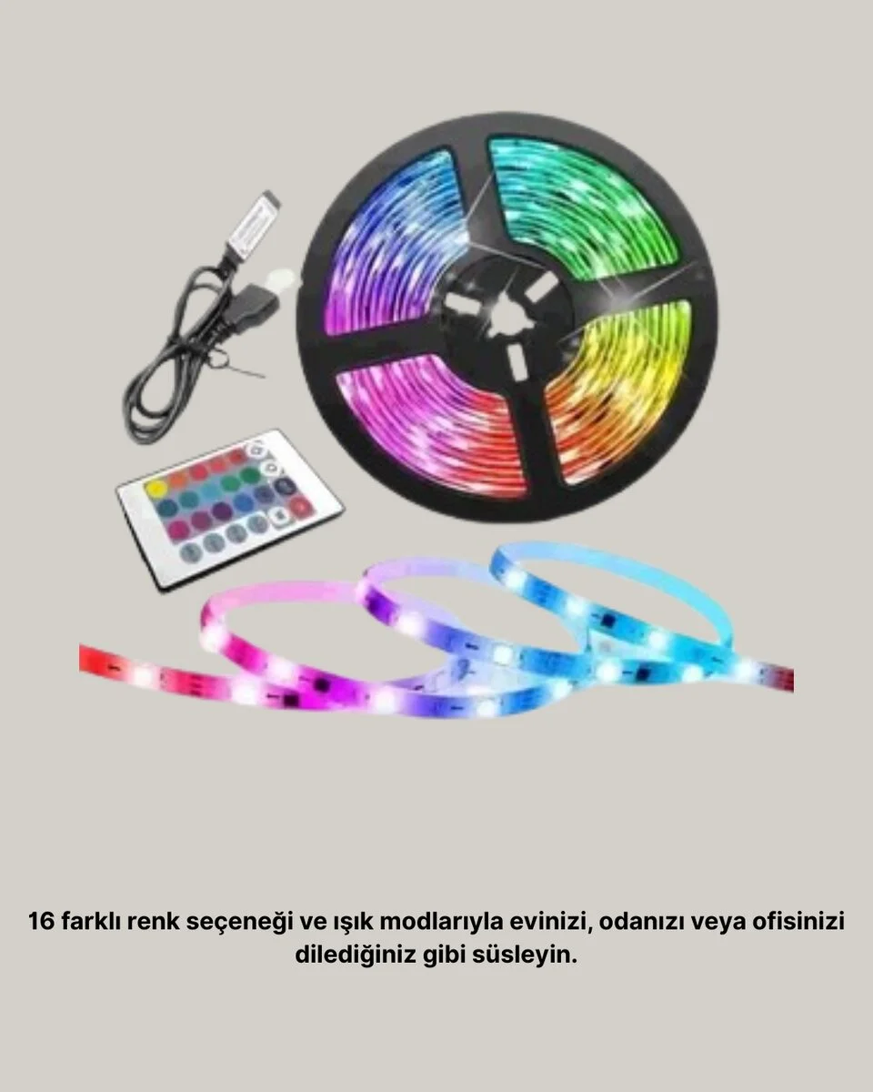 Müziğe Duyarlı Renkli Smart Şerit LED Işık USB Bağlantılı Ambiyans Aydınlatma