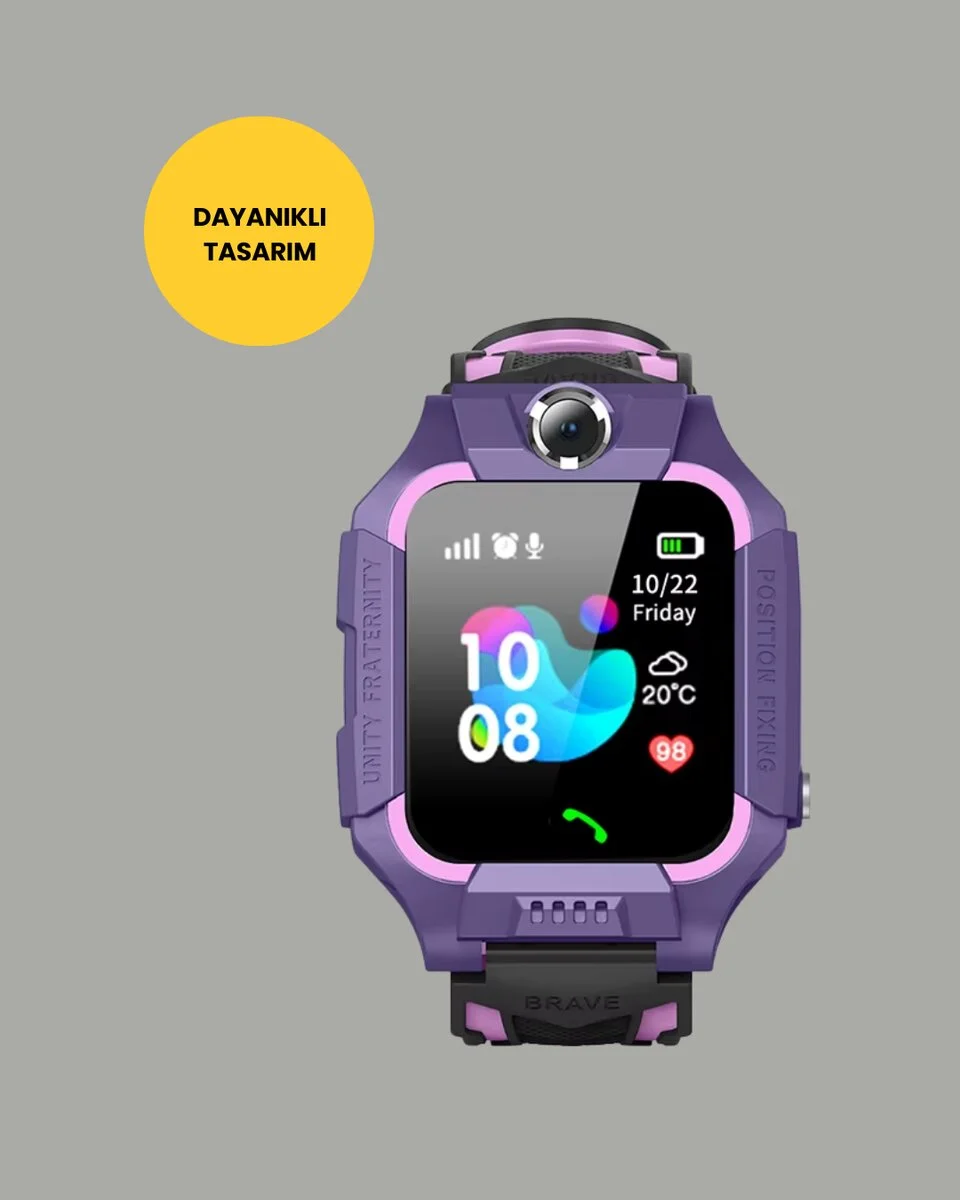 S10 Akıllı Çocuk Saati Mor Tasarım Adımsayar ve Alarm Fonksiyonlu