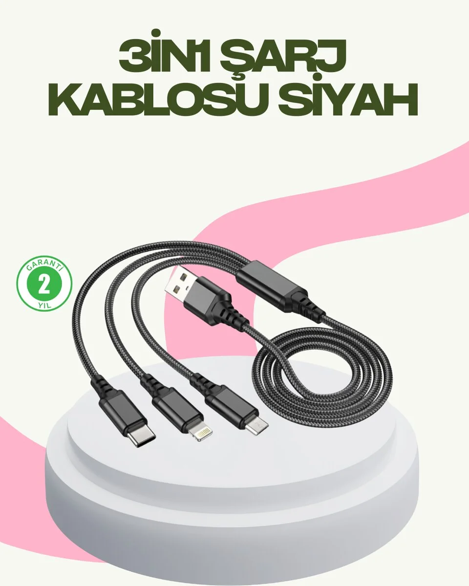Hızlı Şarj Destekli Çoklu Şarj Kablosu – Seyahat ve Günlük Kullanım