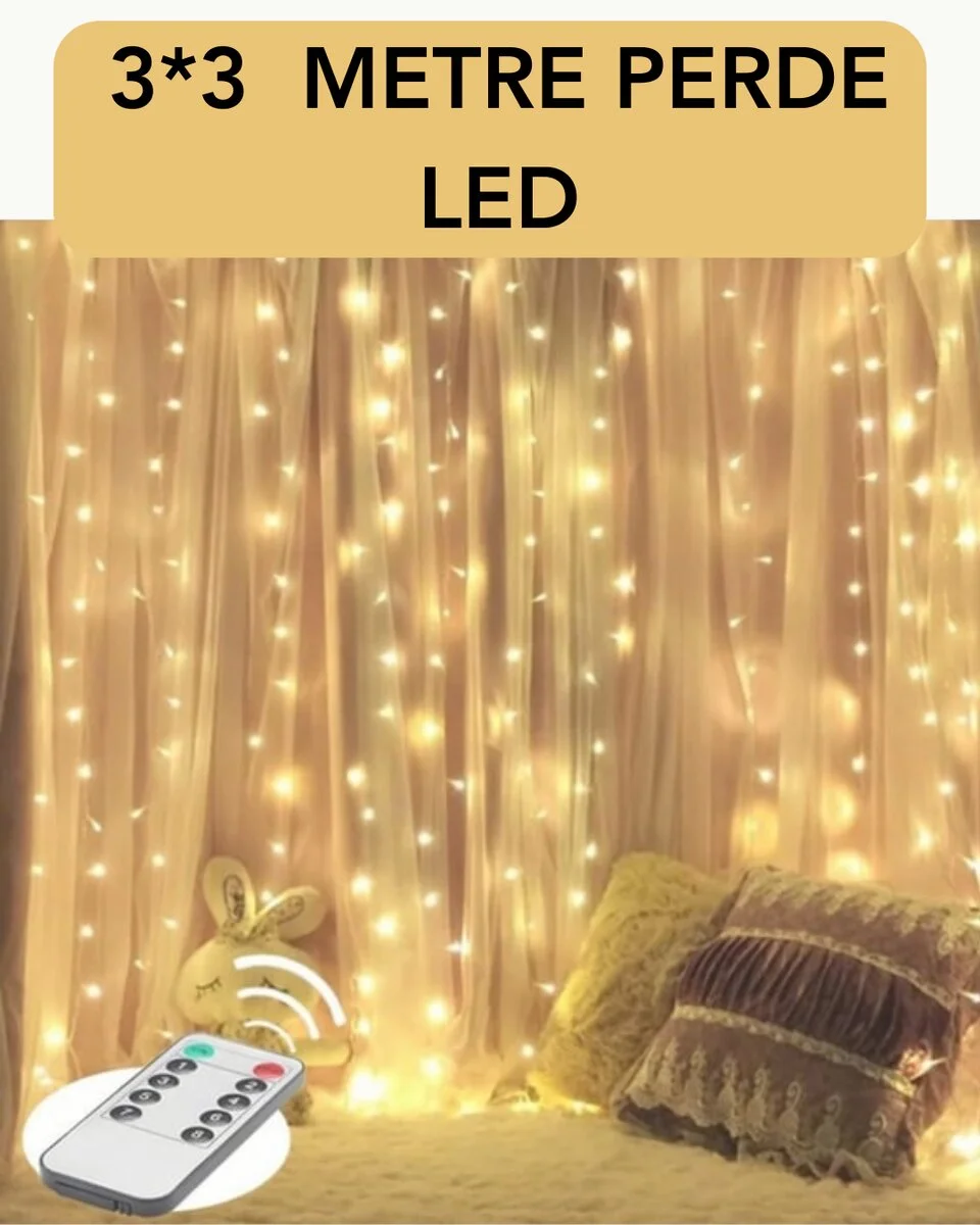 3x3 Metre Perde LED Işık – Parti ve Bahçe Dekorasyonu