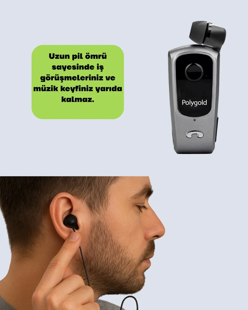 Klipsli Tasarımlı Bluetooth Kulaklık Uzun Pil Ömrü