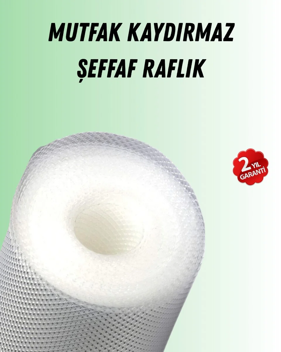 Şeffaf mutfak raflığı ve çekmece kaplaması kaydırmaz pvc