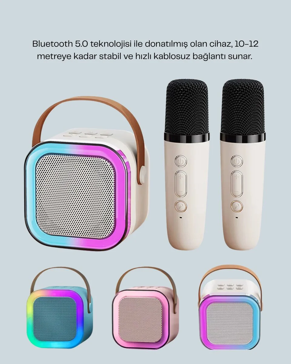 Bluetooth 5.0 Destekli Kablosuz Karaoke Hoparlör