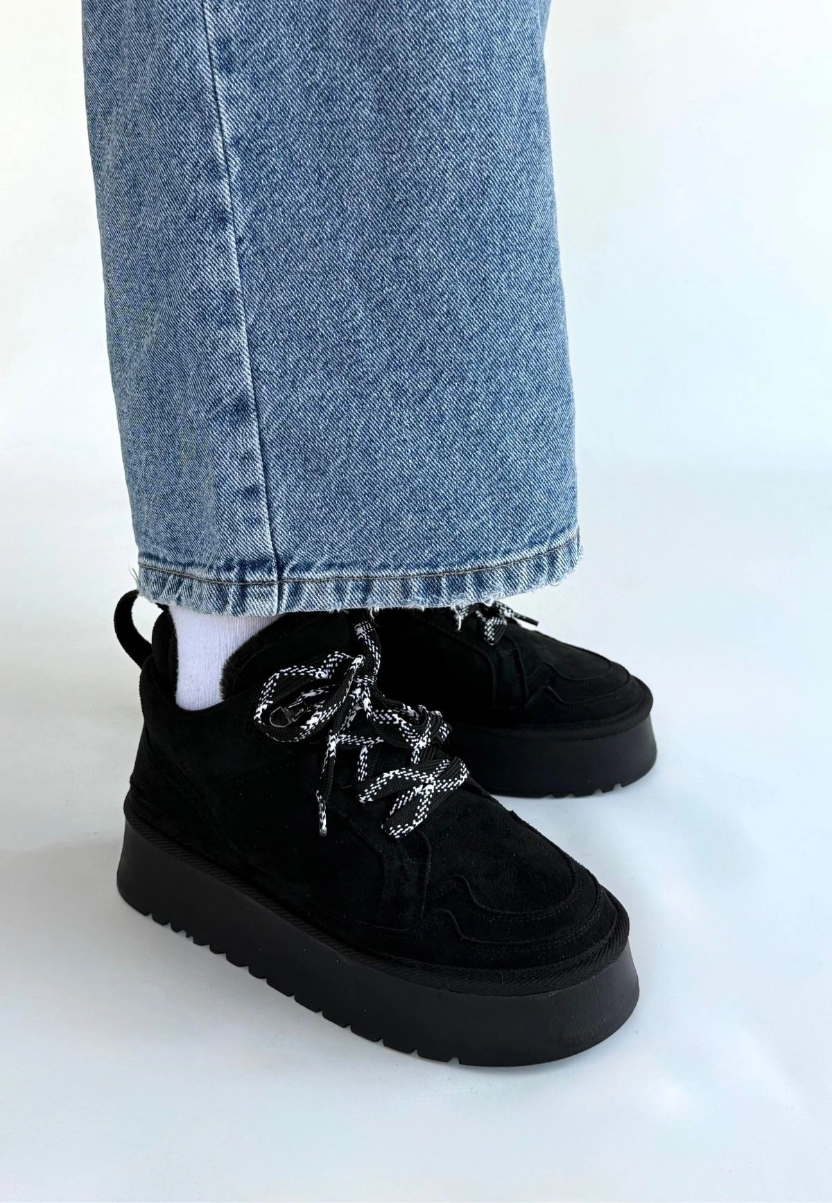 Muden Siyah Süet Bağcıklı Bot