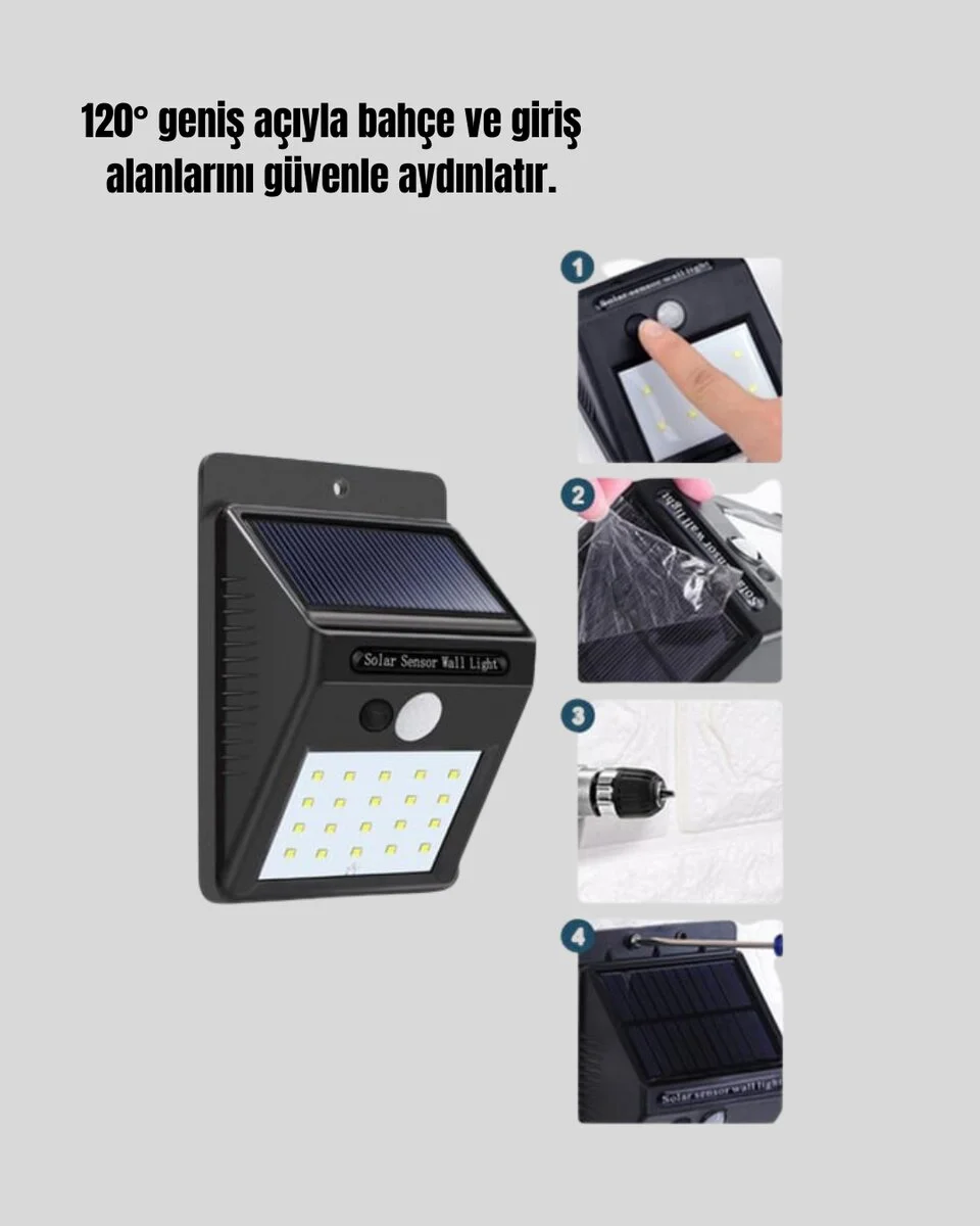 Kablo Gerektirmeyen Solar LED Bahçe ve Veranda Işığı