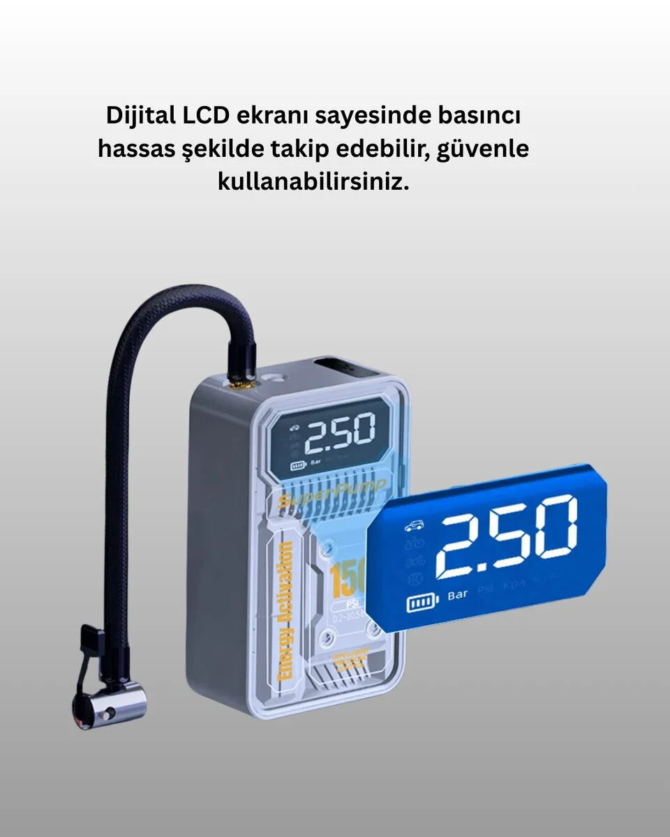 Çok Fonksiyonlu Araç Bisiklet Top Uyumlu Elektrikli Hava Pompası