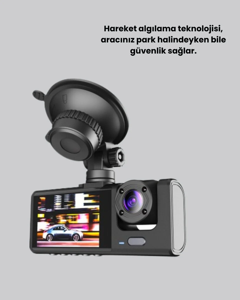 Üç Kameralı Araç Kamerası Full HD Gece Görüş  G-Sensör