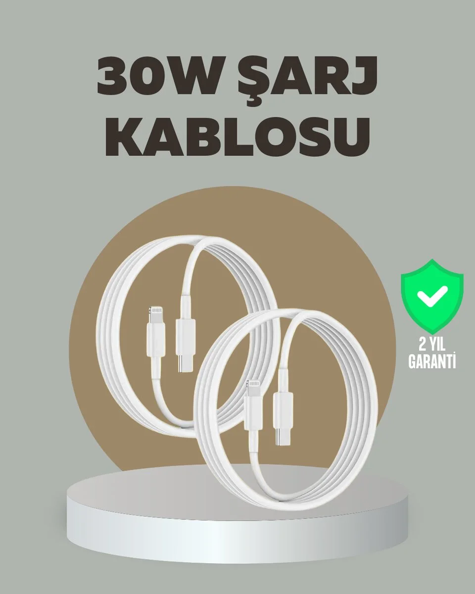 iPhone iPad Airpods Uyumlu 30W Type-C to Lightning Kablo
