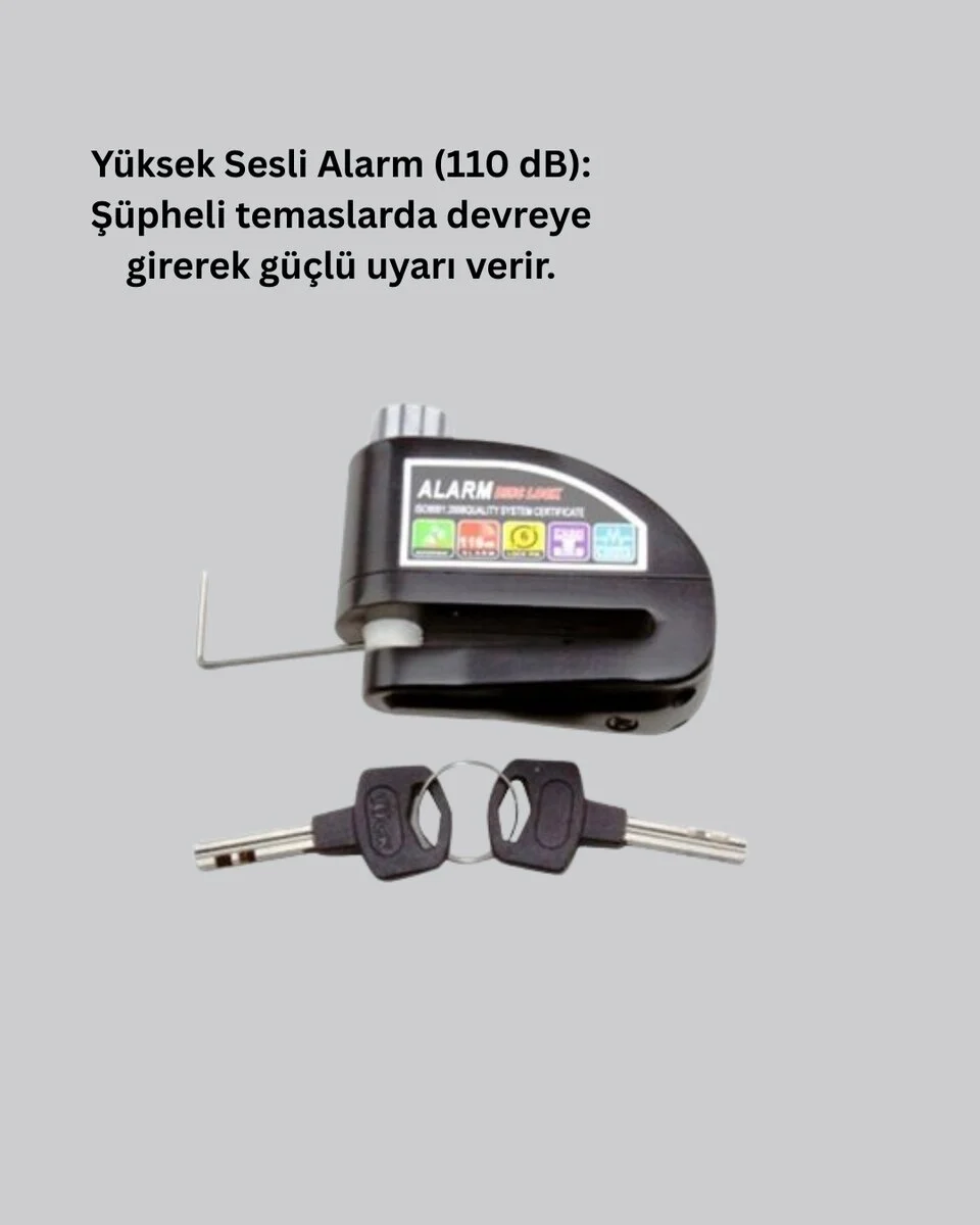 Alarm Sensörlü Disk Kilidi Motosiklet Scooter Bisiklet Güvenlik