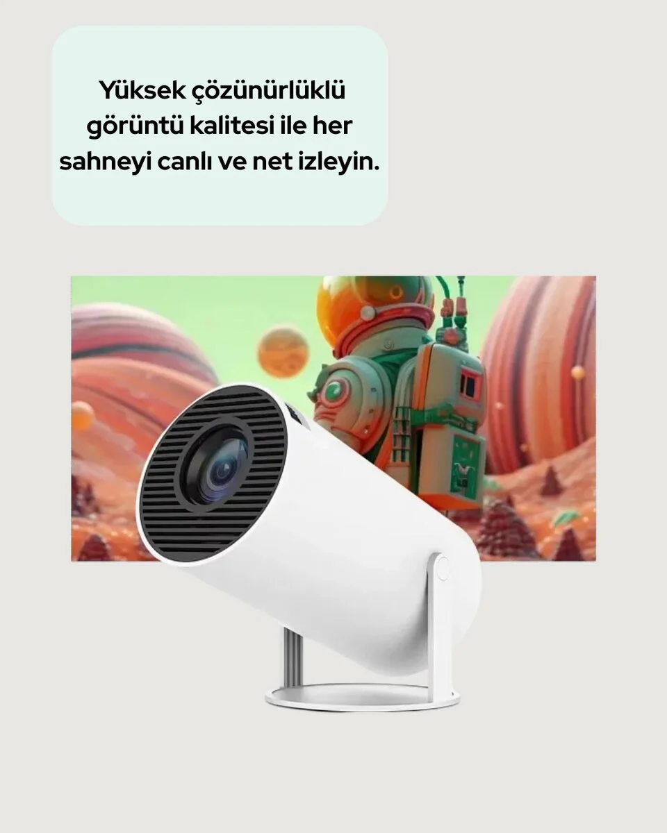 4K Uyumlu 130 İnç Full HD Projeksiyon Cihazı ve Kablosuz Aktarım Özelliği