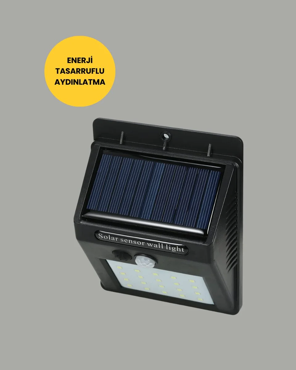 Güneş Paneli ile Şarj Olan 20 LED Dış Mekan Hareket Sensörlü Lamba