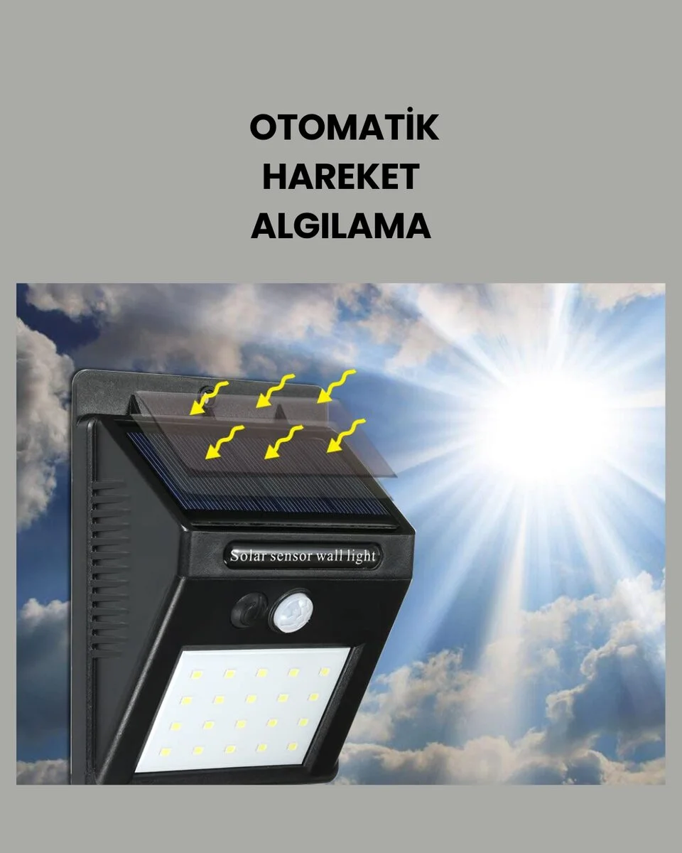 Su Geçirmez IP65 20 LED Solar Sensörlü Bahçe ve Veranda Aydınlatma